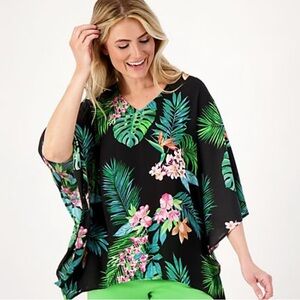 Belle Kim Gravel Aloha Poncho Top